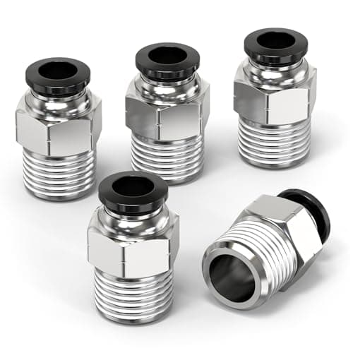 Image of ERGAOBOY 5 Pcs Male Straight 10MM Tube OD x 1/4" BSP Thread Push to Connect Fittings, Air Push Connect Tool Pneumatic Hose Fittings