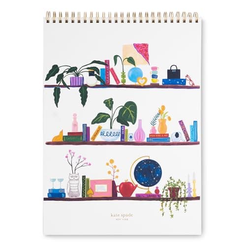 Image of kate spade new york Large College Ruled Notebook, Top Spiral Notebook with 160 Pages, 11.75" x 8.5" Writing Pad, Charmed Library