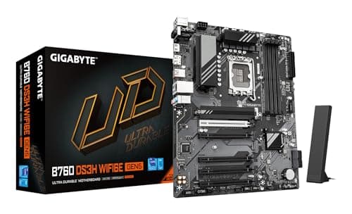 Image of GIGABYTE B760 DS3H WIFI6E GEN5 Motherboard - Supports Intel Core 14th Gen CPUs, 8+2+1 Phases Digital VRM, up to 5600MHz DDR5, 2xPCIe 4.0 M.2, Wi-Fi 6E, 1GbE LAN, USB 3.2 Gen 2x2