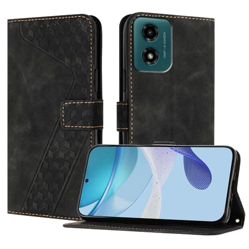 Image of OKZone Compatible With Motorola Moto G04 4G/G04S 4G/G24 4G/E14 4G Case, Wallet Case PU Leather with Card holder Magnetic Shockproof Protect Flip Cover Bookstyle Phone Cases Cover (Black)