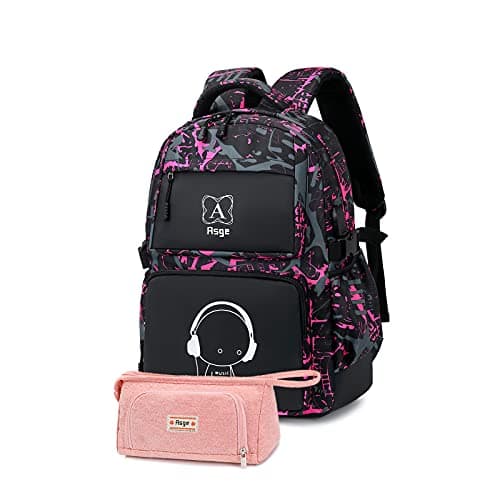 Image of Asge School Bags for Teenage Boys Camo Casual Backpacks Luminous Unisex Kids Rucksack Travel Canvas Daypack College Bookbag Waterproof Lightweight Student Back Pack Sling Shoulder Backpacks Set