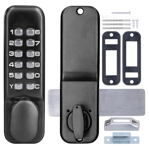 Image of Mechanical Combination Lock, Security Door Lock Anti Theft Keypad Locks for Doors, Digital Code Lock Keyless Door Keypad Lock for Garden Gate Bidirectional Glass Wood Door Office Use (Black)