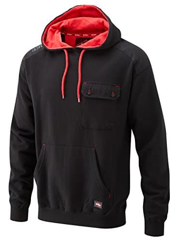 Image of New Mens Lee Cooper Warm Hoody Jacket Comfortable Anti-Pill Hoody Hoodie Hooded Kangaroo & Chest Pocket Elbow Patches Casual Logo Comfort Top New Tough Clothing Heavy Durable Fabric Branded Suitable For Work Leisure Workwear Walking LCSWT113 BLACK XL