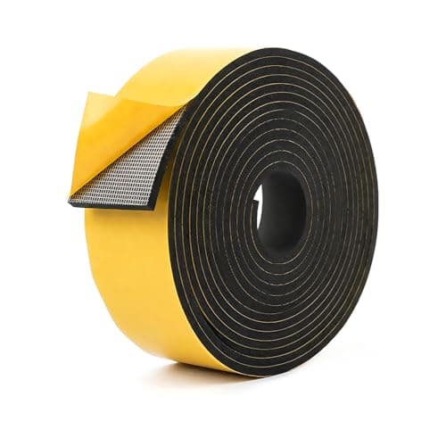 Image of XLTBOMS 4 M Black Foam Rubber Tape,Self Adhesive Foam Strip - 50 mm Wide - Neoprene Tape Self Adhesive - 3 mm Thick,Anti-Vibration,Anti-Collision,SoundProof Gasket Seal for Door Window Car Furniture