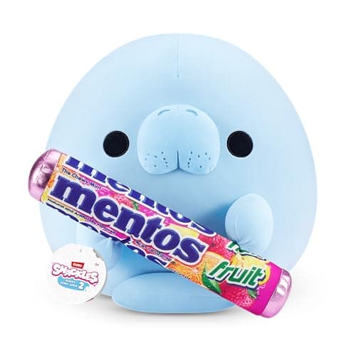 Image of Snackles Series 2 Wave 2, Snack Swap, Sea Cow, Manatee, 35 cm Cuddly Squishy Comfort Plush with License Snack Brand Accessory (Sea Cow, Mentos)