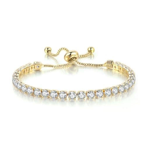 Image of CCAIPU Rhinestone Bracelet for Women, 18K Gold Plated Zirconia Classic Ladies Tennis Bracelet Gifts for Girls (Gold)