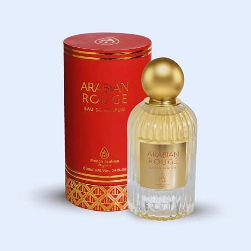 Image of Arabian Rouge 100 ml Eau de Parfum by French Arabian Perfumes | Unisex Luxury Fragrance Spray | Violet Laotian Oud Bulgarian Rose Turkish Rose Amber Vanilla Long-Lasting Perfume for Men and Women