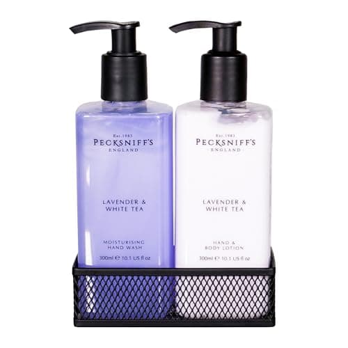 Image of Hand Wash and Lotion Set - Scented Hand and Body Cream and Liquid Soap, Natural, Revitalising, Hydrates and Moisturises for Soft Skin, Gift of Luxury (Lavender & White Tea) - Pecksniff’s