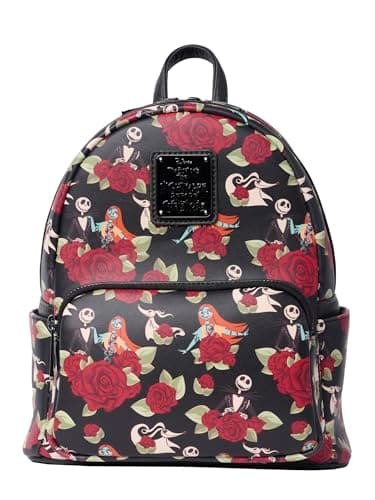Image of Loungefly Nightmare Before Christmas Mini Backpack Jack Skellington Sally Handbag Shoulder Bag