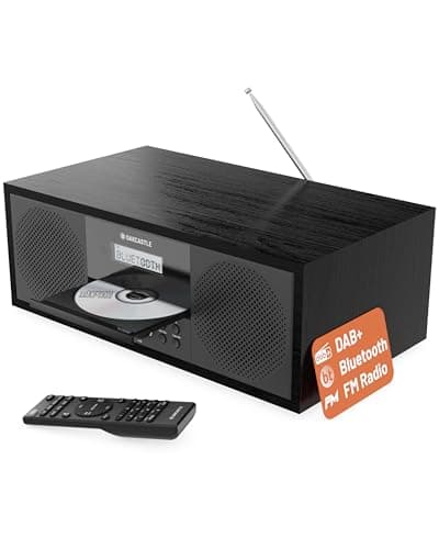 Image of Bluetooth Dab+ Radio and CD Player | 60W Stereo System for Home | Built-in Speakers, LED Display | Dual Alarm, 20 Presets and FM | USB, MP3, AUX | Remote Control | OAKCASTLE DAB500