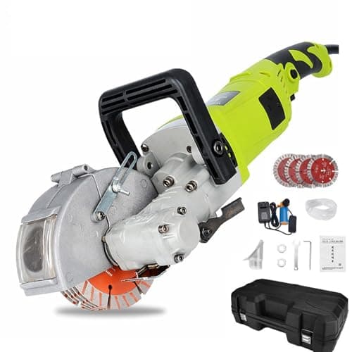 Image of Electric Wall Chaser 4000W, Adjustable Cutting Depth and Width, 7500 RPM, Includes 5 Saw Blades, Soft Rubber Handle for Granite, Marble, Concrete