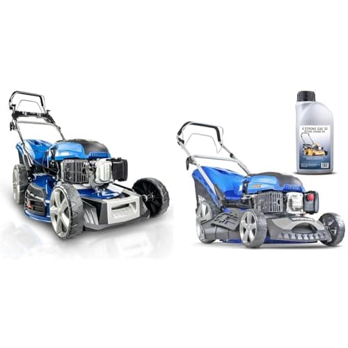 Image of Hyundai 22”/56cm 196cc 4-in-1 Electric-start Self-propelled Petrol Lawnmower, 6 Adjustable Cutting & 46cm Petrol Lawnmower Self-Propelled, 460mm / 18'' Cutting Width Lawn mower