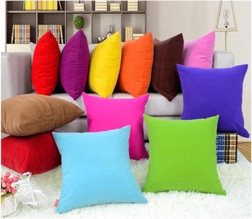 Image of Coliang Comfortable Throw Pillow Case, Colorful Multi-Color Optional Soft Plain Cushion Solid Sofa Office Cushion Pillow Cover 45x45CM(No Insert) - Light Pink