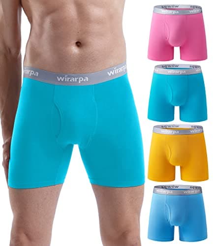 Image of wirarpa Men's Underwear Trunks Cotton Stretch Multicoloured Boxer Shorts Regular Leg Open Fly Tagless Underpants for Men 4 Pack Size XL