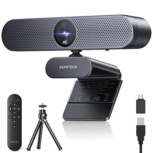 Image of DEPSTECH DW50 Pro 4K Webcam, Ultra HD Webcam with Microphone for PC, 3 x Zoom in, 1/2.55" Sony Sensor, Dual Noise-Canceling Mics, Remote Control, Autofocus Streaming Camera for Laptop Mac, Teams, Zoom