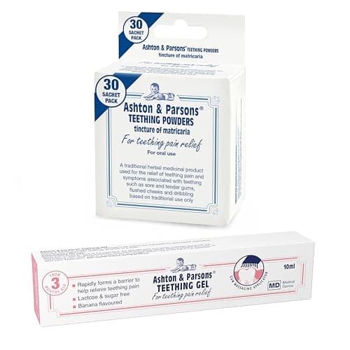 Image of Bundle of Ashton & Parsons Teething Powders Pack of 30 + Ashton & Parsons Teething Gel 10ml for Babies and Infants 3 Months+ to Help Relieve Common Teething Symptoms