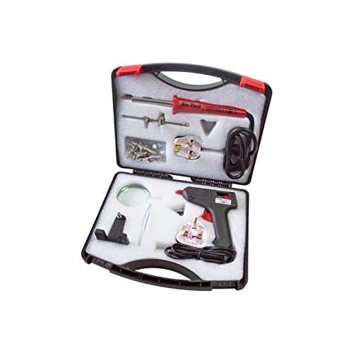 Image of S9Q10-NEW Soldering Tool KIT-Set Includes 30W Soldering Iron, 10W Glue Gun with Two Glue Sticks and Helping Hand Magnifier