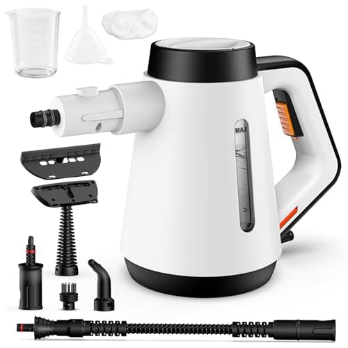 Image of Fippesax Handheld Steam Cleaner, 400ml Pressurized Multi-Purpose Steam Cleaner with 9pcs Accessories,Chemical Free Steam Cleaners for Home Use,Cleaning Floor,Tile,Windows,Couch,Grout (White)