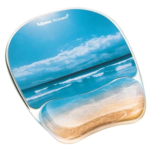 Image of Fellowes Photo Gel Mouse Pad and Wrist Rest with Microban Protection, Sandy Beach (9179301), Blue, 9.25" x 7.88"
