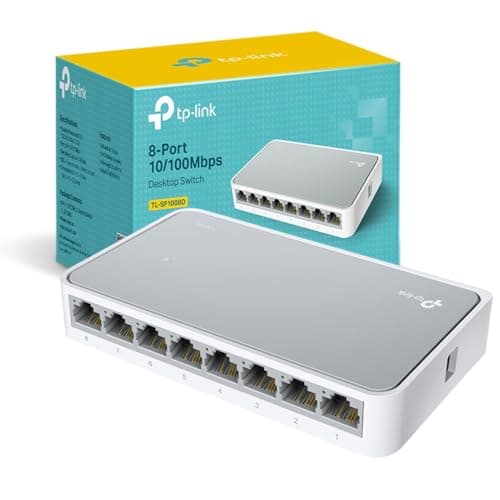 Image of TP-Link TL-SF1008D 8-Port 10/100 Mbps Desktop Ethernet Switch/Hub, Ethernet Splitter, Plug & Play, no configuration required , White