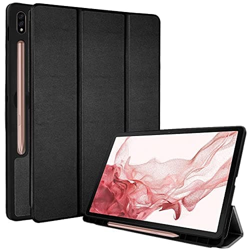 Image of TECHGEAR Smart Case for Samsung Galaxy Tab S8 11" 2022 Release (SM-X700 / SM/X706) PU Leather Slim Smart Case Stand Cover with Corner Protection [Auto Wake/Sleep] Soft TPU Holder - Black