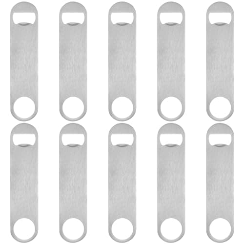 Image of Beer Bottle Opener, 10 Pcs Flat Bottle Openers, Stainless Steel Beer Openers, Heavy Duty Sublimation Bartender Bottle Opener Blanks for Kitchen, Bar, Restaurant, Party, Men, Women