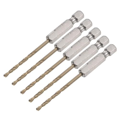 Image of TA-VIGOR 5Pcs 2.5mm Hex Shank Twist Drill Bit Set, 1/4 Inch Shank HSS High Speed Steel Drill Bit Set Quick Change Twist Drill Bits for Woodworking, Plastic and Metal