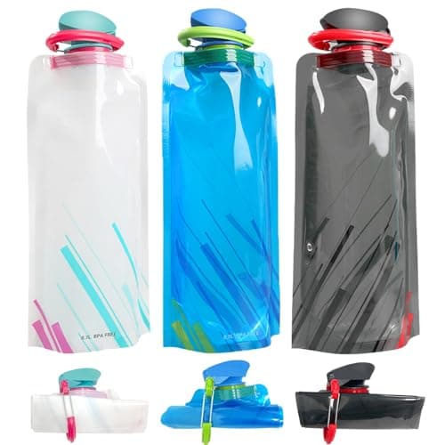 Image of hautllaif 700ml Large Foldable Water Bottle Fully Collapsible Stock Bottle, Portable Water Bottle for Running Cycling outdoor,3 Pack