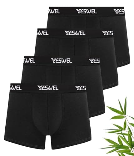 Image of YESWEL Bamboo Boxers Mens, Boxer Shorts Multipack of 4, Anti Chafing Underwear, Moisture Wicking Breathable Underpants, No Itchy Labels Pants Trunks (4x Black, XXL 2XL)