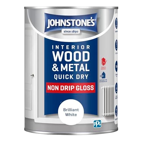 Image of Johnstone's - Quick Dry Gloss Finish - Brilliant White - Water Based - Interior Wood & Metal - Radiator Paint - Low Odour - Dry in 1-2 Hours - 13m2 Coverage per Litre - 1.25 L
