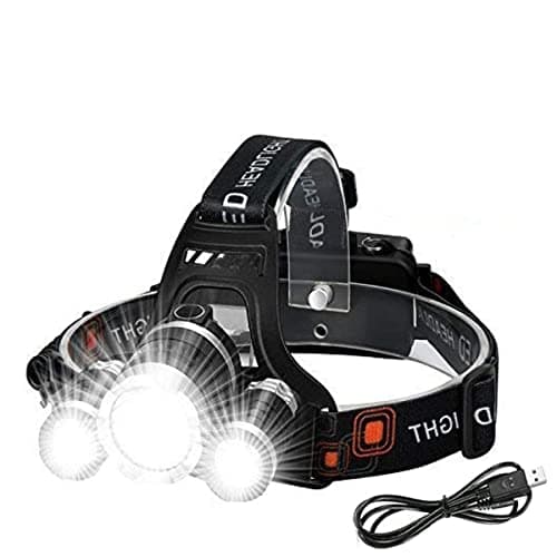 Image of Victoper Head Torch Rechargeable Headlight with 3 Lights 4 Modes, 6000 Lumen Super Bright LED Lamp, Hands-Free Flashlight Head Torch for Running, Camping, Fishing, Cycling, Hiking, Waterproof