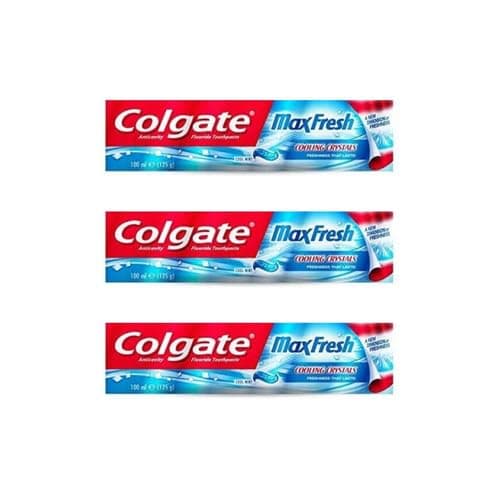 Image of Colgate Max Fresh Toothpaste, Cool Mint with Cooling Crystals, 100ml, Pack of 3