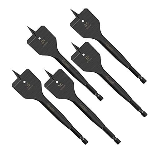 Image of 5 x SabreCut SCRIW35_5 35mm x 152mm Impact Rated Flat Wood Spade Bits for Softwood Hardwood Chipboard