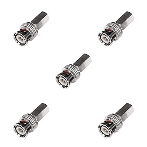 Image of BRIEFCEC BNC Plug CCTV with Brass Centre Pin RG59/RG6 Coaxial Install SDI Adapter for CCTV Surveillance Security Camera DVI Radio Antenna Coaxial Connector Socket (Adapter-1, 5Pcs, Silver)