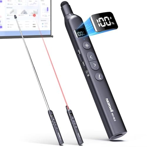 Image of Norwii N21 Bluetooth Presentation Clicker with Telescopic Teaching Pointer, Presentation Remote with Retractable Stick for PowerPiont, Wireless Presenter, Slide Advancer - Black