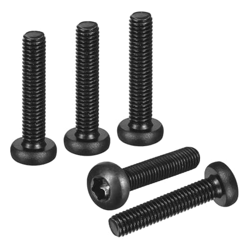 Image of DTGN M6x30mm Pan Head Torx Security Screw - 25Pack - Good for Machinery - Carbon Steel Button Head Torx Bolt Star Drive Security Fasteners - Black