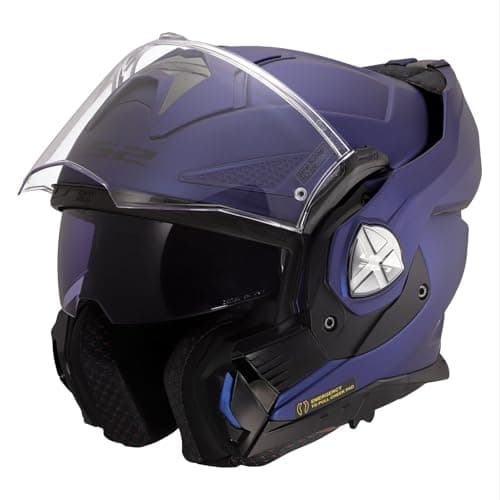 Image of FLIP FRONT MOTORCYCLE HELMET ls2 FF901 ADVANT X MODULAR DVS ECE22.06 FULL FACE MOTORBIKE HELMET WITH DARK VISOR, MATT NAVY BLUE (XL)