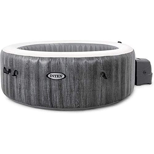 Image of Intex PureSpa Greywood Deluxe 4 Person Inflatable Hot Tub Spa - 140 Bubble Jets, WiFi App Control, 2200W Heater, Hard Water System, LED Light, 196cm