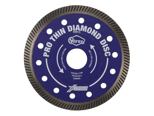 Image of Vitrex PTDD115 Diamond Blade 115mm – Heavy-Duty Tile & Stone Cutter, Precision Core Bit for Porcelain, Ceramic, Granite, Marble – Wet/Dry Use