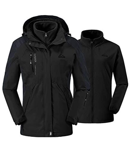 Image of donhobo Womens 3 In 1 Jackets Fleece Ski Jacket Softshell Winter Waterproof Full Zip Windproof Coat Zip Pockets(Black,M)