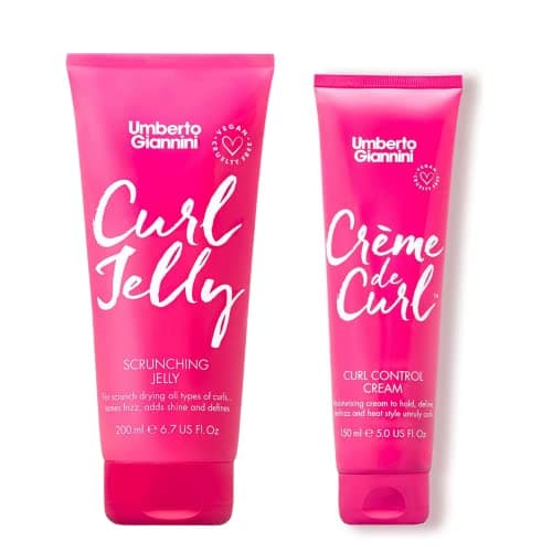 Image of Umberto Giannini Curl Jelly Scrunching Jelly & Creme De Curl Control Cream Duo for Curly or Wavy Hair, Vegan & Cruelty Free, 2 Pack