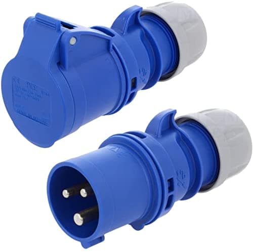 Image of HW Electronics PCE 16 Amp 240v Site Trailing Plug & Socket 230v 16a 3 Pin PCE 240 Volt Blue Hook Up (Both)