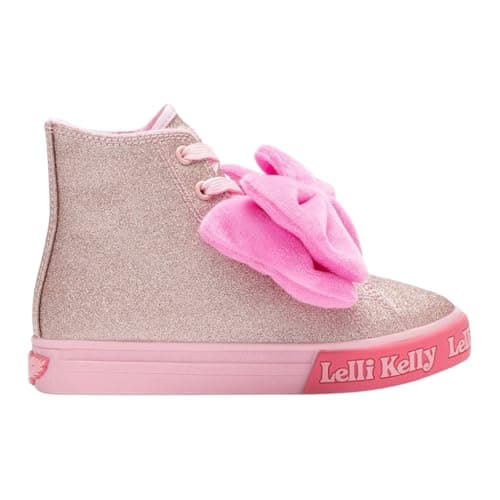 Image of Lelli Kelly Rue Girls Pink Glitter High Top Trainers Baseball Boots LKEA5405 (Pink, UK Footwear Size System, Big Kid, Numeric, Medium, 1)