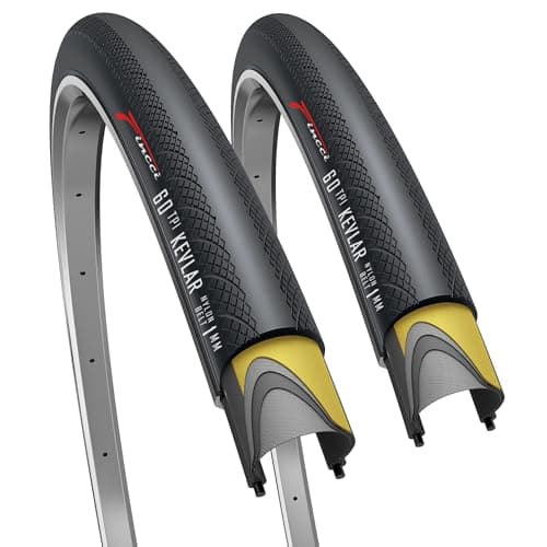 Image of Fincci Pair 700x28c Tyres 28-622 ETRTO 60TPI with 1mm Antipuncture Protection 700x28 Bike Tyre for Cycle Race Road Racing Touring Bicycle (Pack of 2)