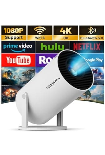Image of Technyon HY300 PRO+ 2026 | 1080P Full HD WiFi Projector with Android 11.0 – 12000 Lumens Portable Home Theater & Outdoor Movie Projector | Screen Mirroring for iOS/Android | Gaming & HDMI Compatible