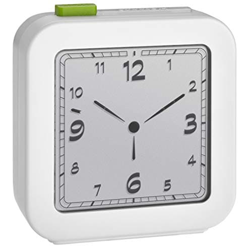 Image of TFA Dostmann 60.2556.02 Wireless Digital Alarm Clock, Analogue Display, Travel Alarm with Snooze Function, Backlight, White, L 80 x W 40 x H 120 mm