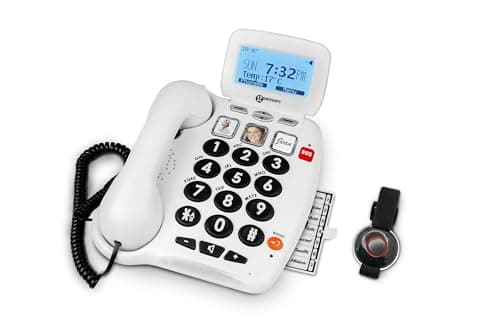 Image of Geemarc Serenities 100 - Amplified Emergency Response Telephone With Waterproof SOS Bracelet and One-touch Memories for Elderly - Hearing Aid Compatible - Low to Medium Hearing Loss - UK Version