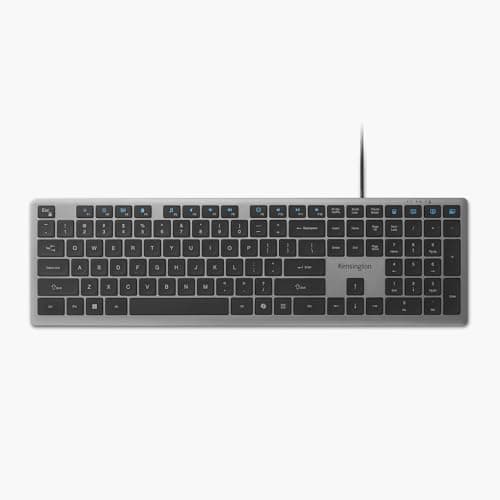 Image of Kensington KB515 EQ Wired Keyboard, USB-C/USB-A Plug-and-Play, Full Size Silent Keyboard, QWERTY UK Layout, Copilot AI Key, compatible with Windows Mac PC, Laptop, Space Grey