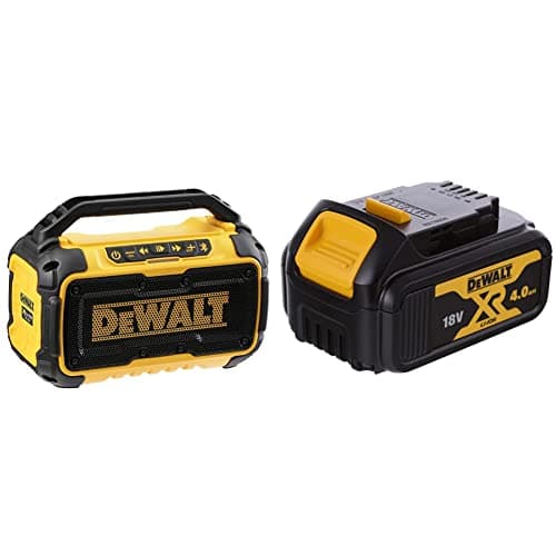 Image of DCR011 Bluetooth® Speaker 10.8-54V Li-ion Bare Unit & DCB182-XJ 18V XR Lithium-Ion Battery, Black/Yellow, 4.0Ah