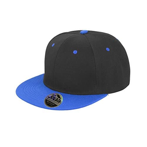 Image of Result Unisex Core Bronx Original Flat Peak Snapback Dual Colour Cap (One Size) (Black/Azure Blue)